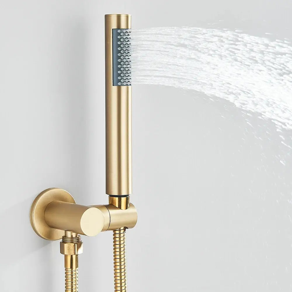 Pommeau de douche or brossé design