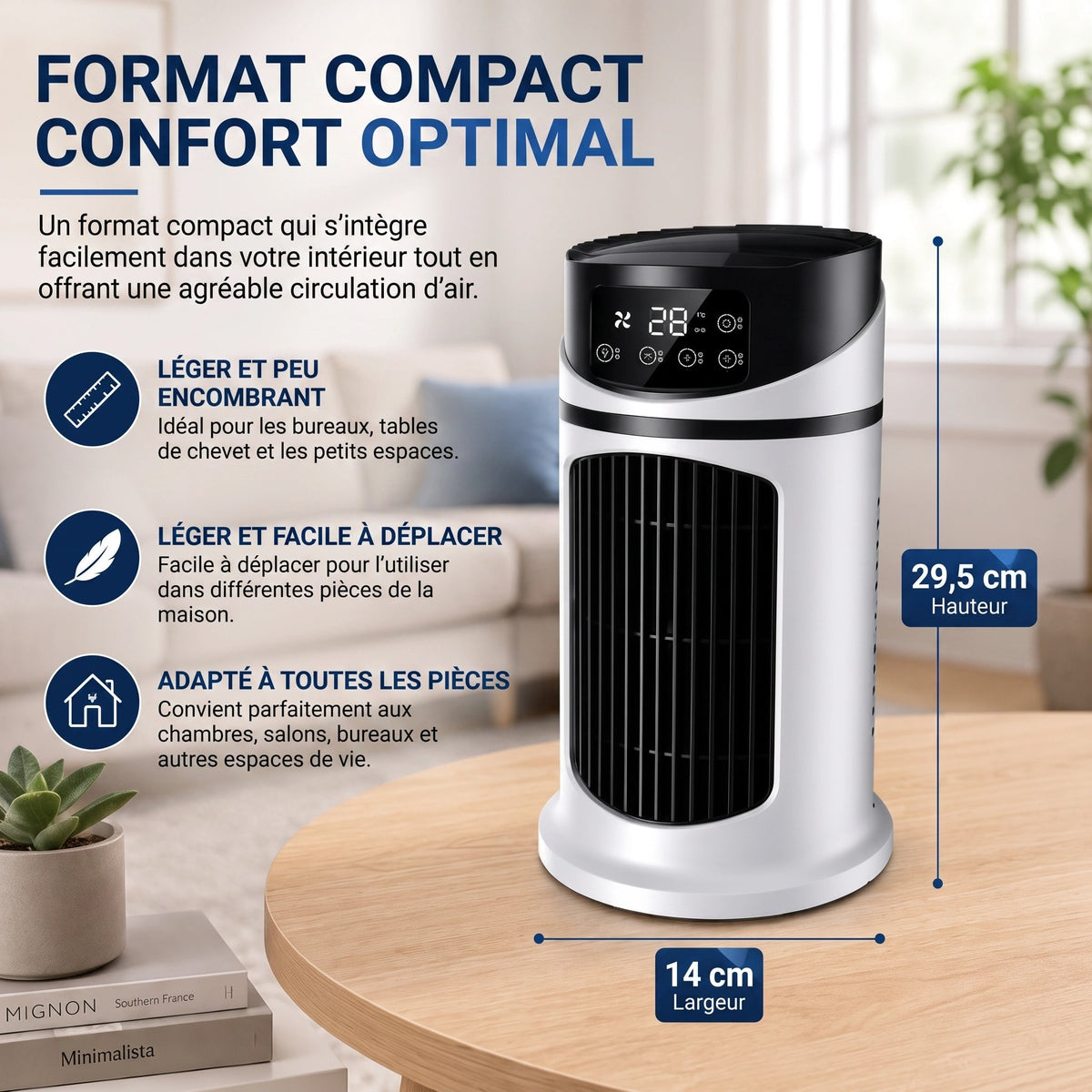 Climatiseur Portable avec Écran Numérique et Commandes Tactiles