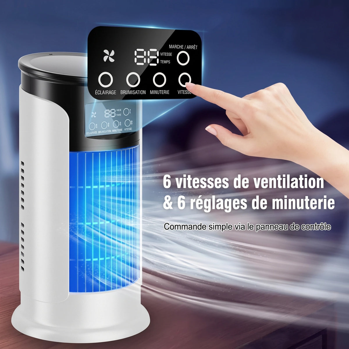 Refroidisseur d'Air Évaporatif Portable avec Humidificateur et Minuterie