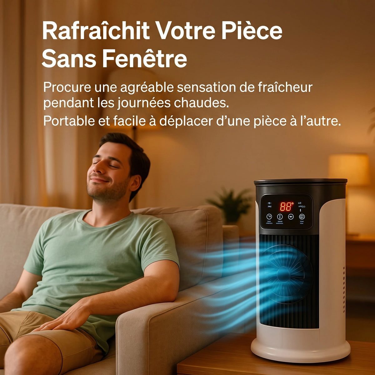Refroidisseur d'Air Évaporatif Portable avec Humidificateur et Minuterie