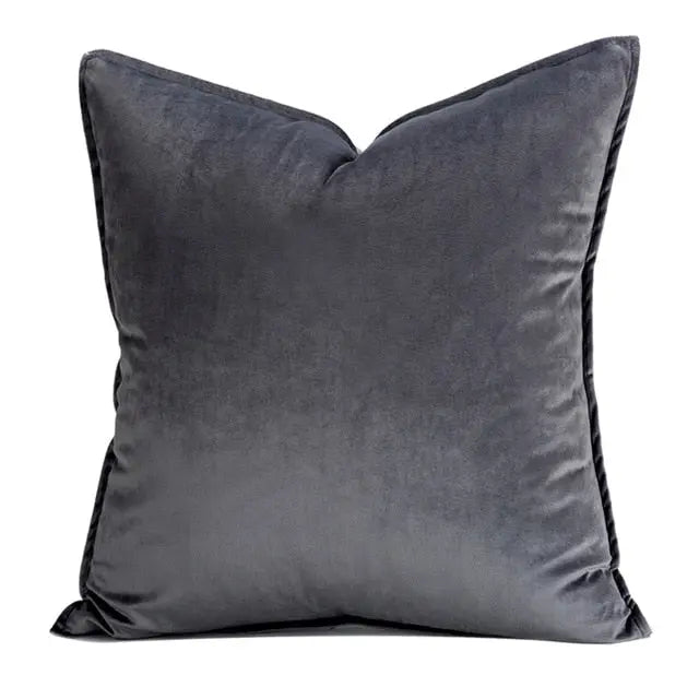 Housse de Coussin en Velours avec Bordure Passepoilée