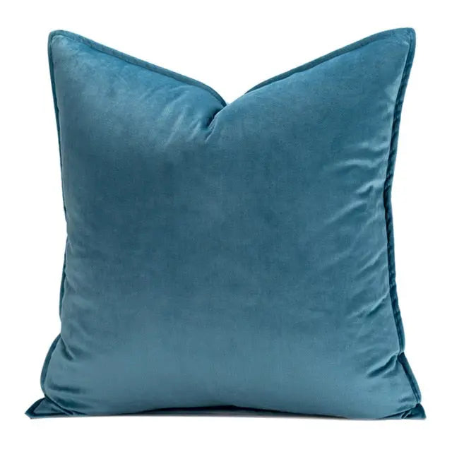 Housse de Coussin en Velours avec Bordure Passepoilée