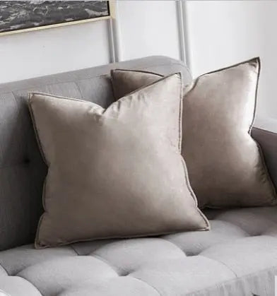 Housse de Coussin en Velours avec Bordure Passepoilée