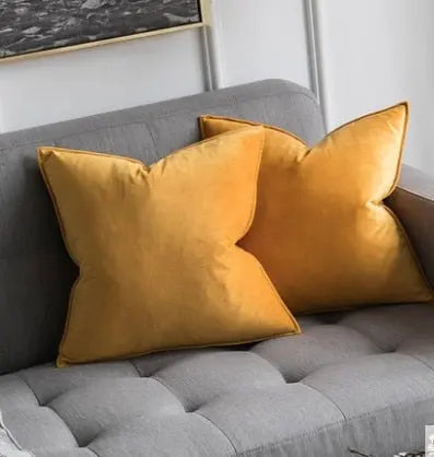 Housse de Coussin en Velours avec Bordure Passepoilée