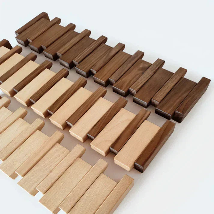 Porte-Manteau Mural en Bois avec Crochets Rabattables