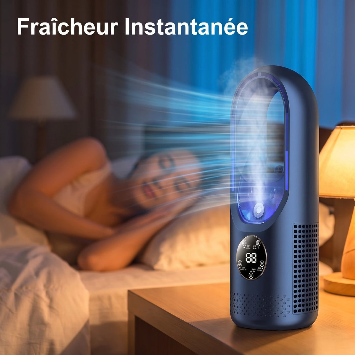 Rafraîchisseur d'Air de Bureau Sans Pales USB avec Oscillation
