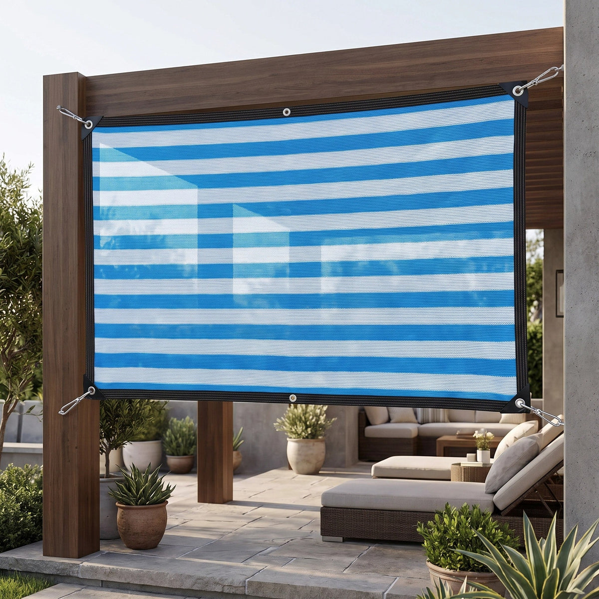 Voile d'Ombrage Rectangulaire avec Œillets Métalliques Renforcés