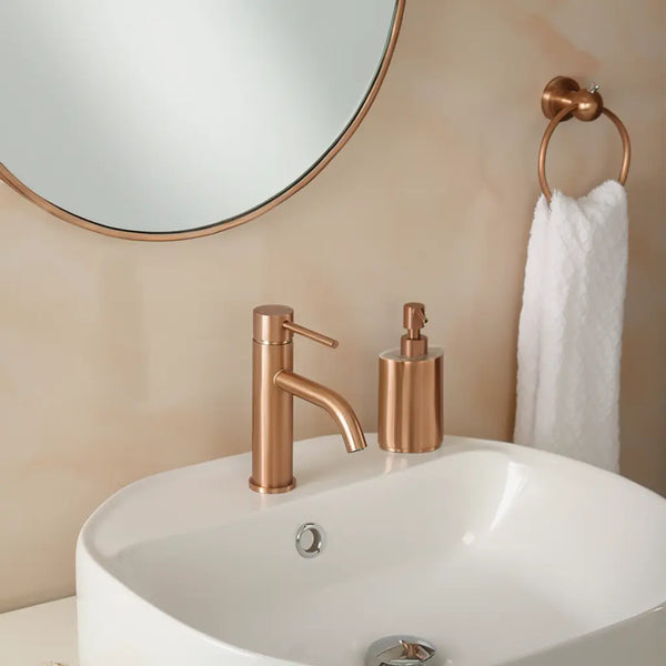 Robinet salle de bain or rose brossé