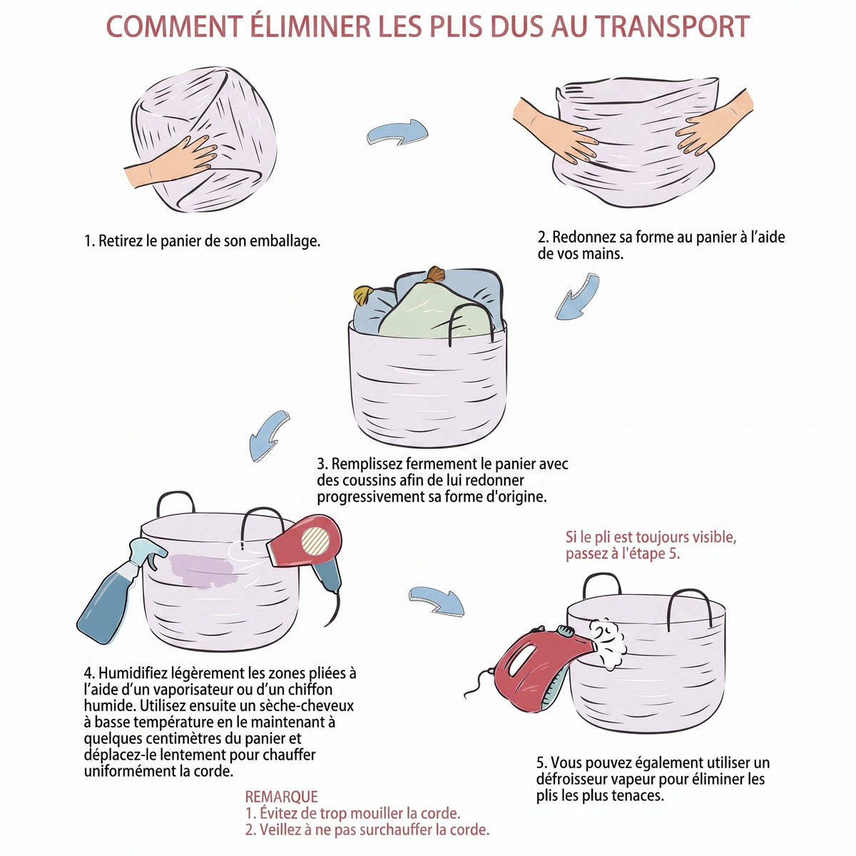 Panier à Linge Pliable en Coton avec Poignées