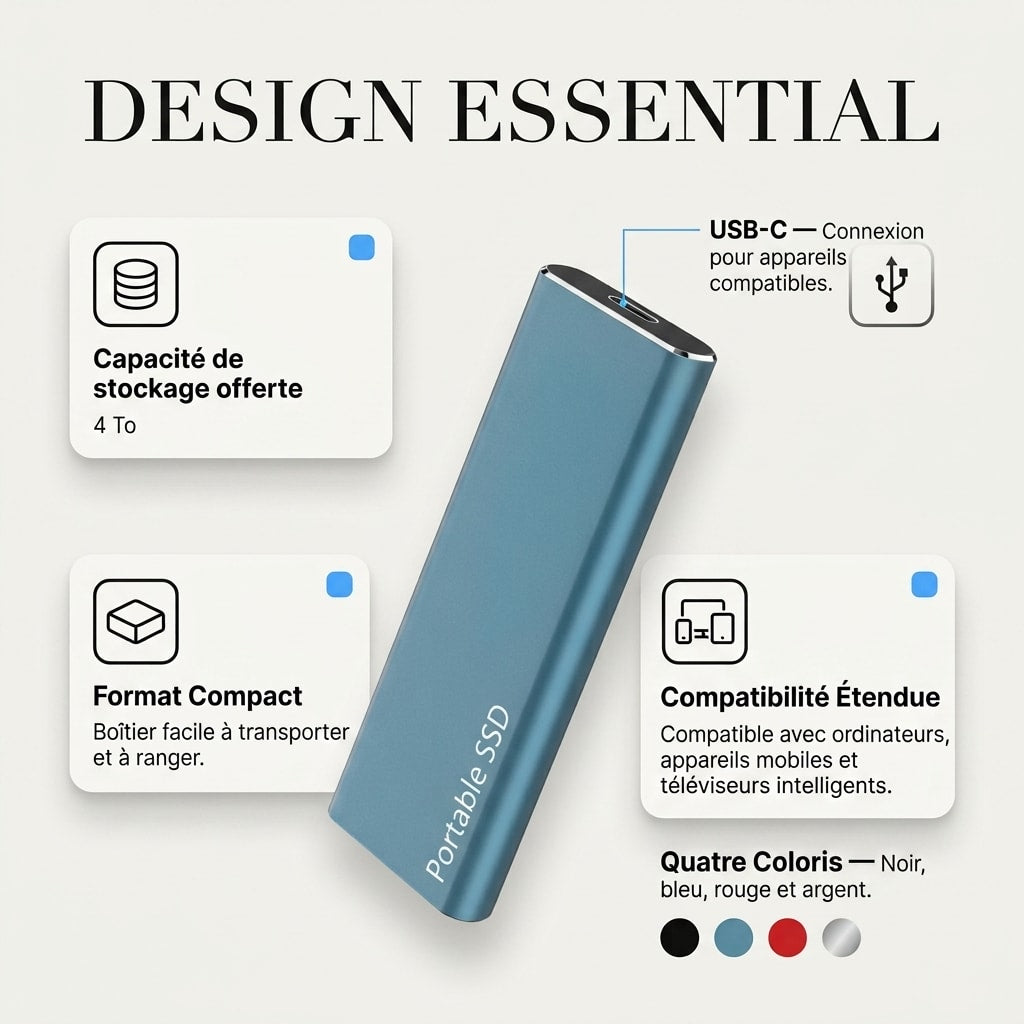 SSD Externe USB-C 4 To – Format Compact
