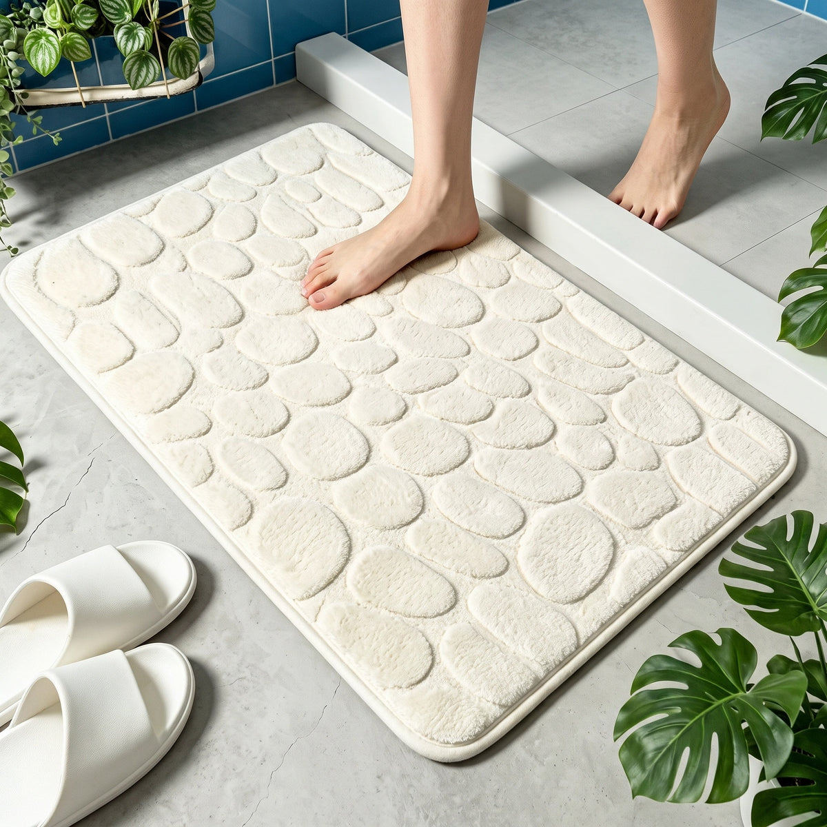 Tapis de Bain Antidérapant Absorbant en Microfibre Douce