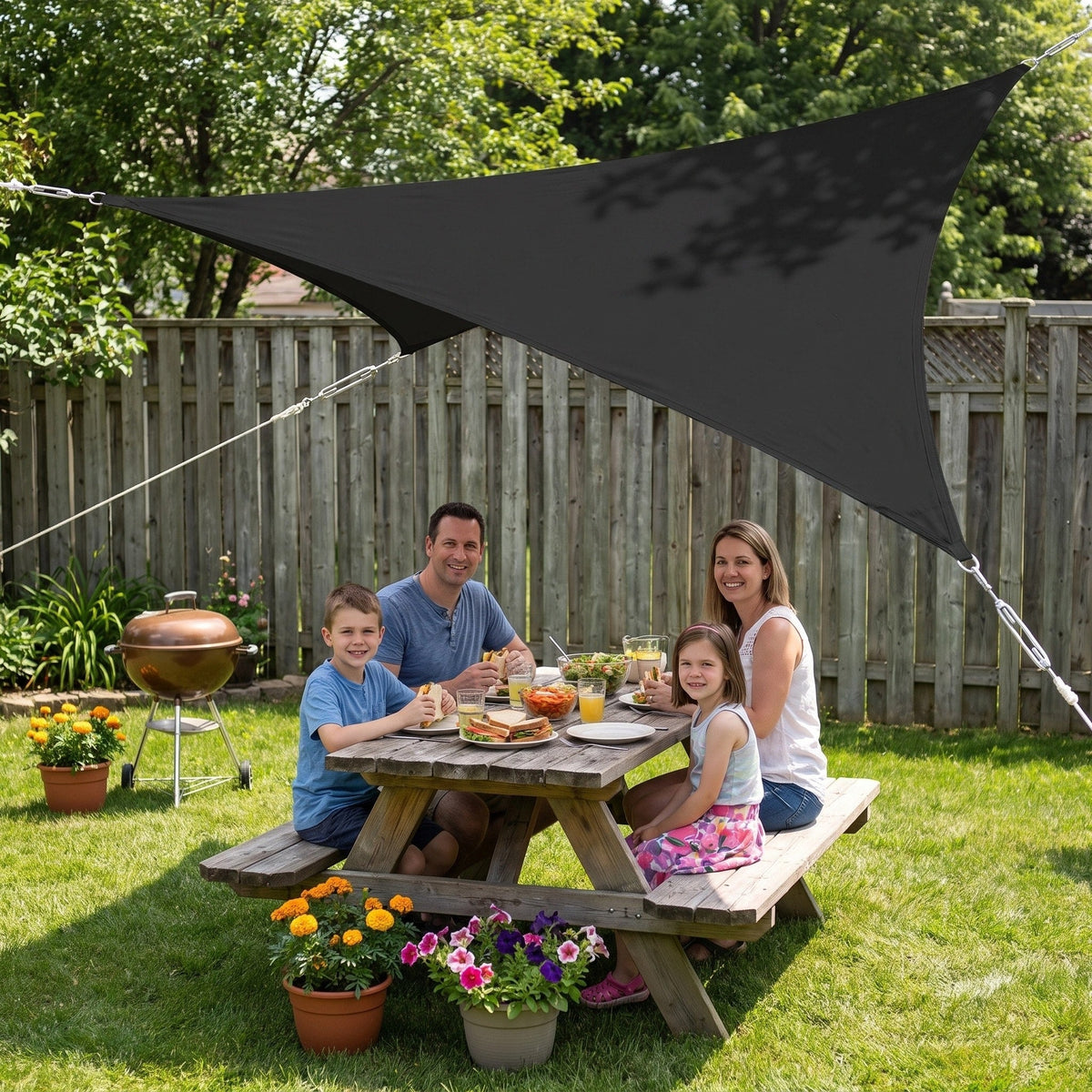 Voile d'Ombrage Triangulaire avec Anneaux d'Angle Renforcés
