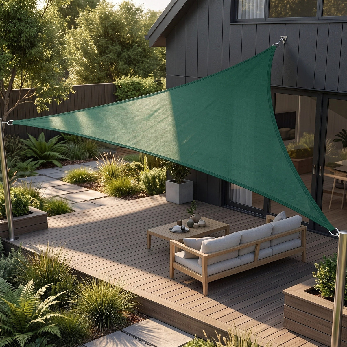 Voile d'Ombrage Triangulaire avec Anneaux d'Angle Renforcés