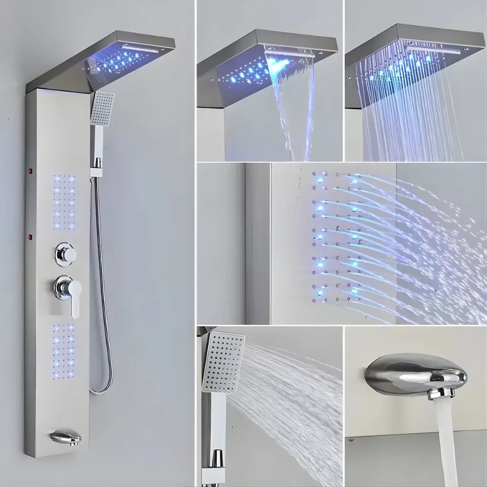Types de jets de la colonne de douche hydromassante chrome avec LED