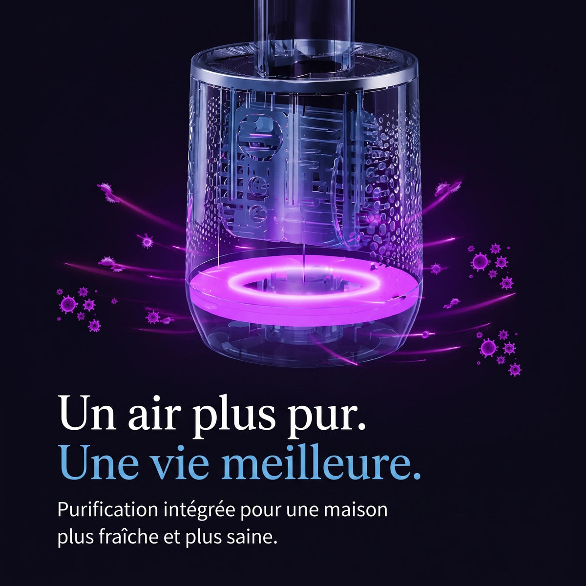 Ventilateur Colonne Sans Pales avec Purificateur d'Air