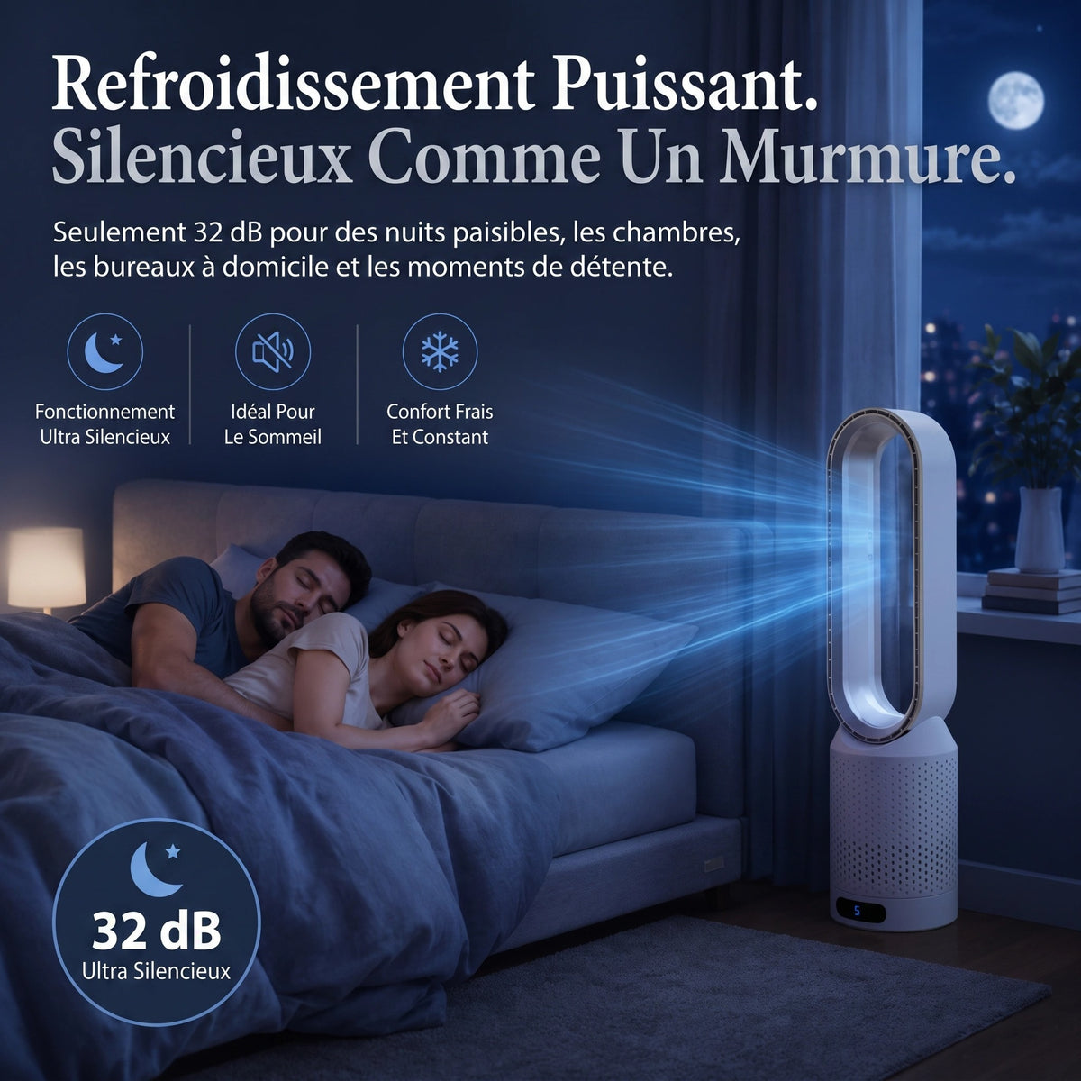 Ventilateur Colonne Sans Pales avec Purificateur d'Air