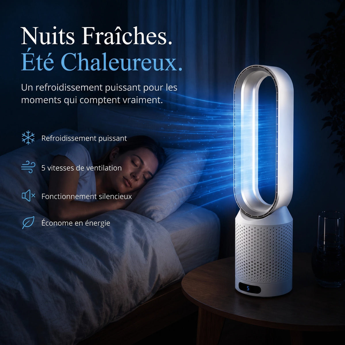 Ventilateur Colonne Sans Pales avec Purificateur d'Air