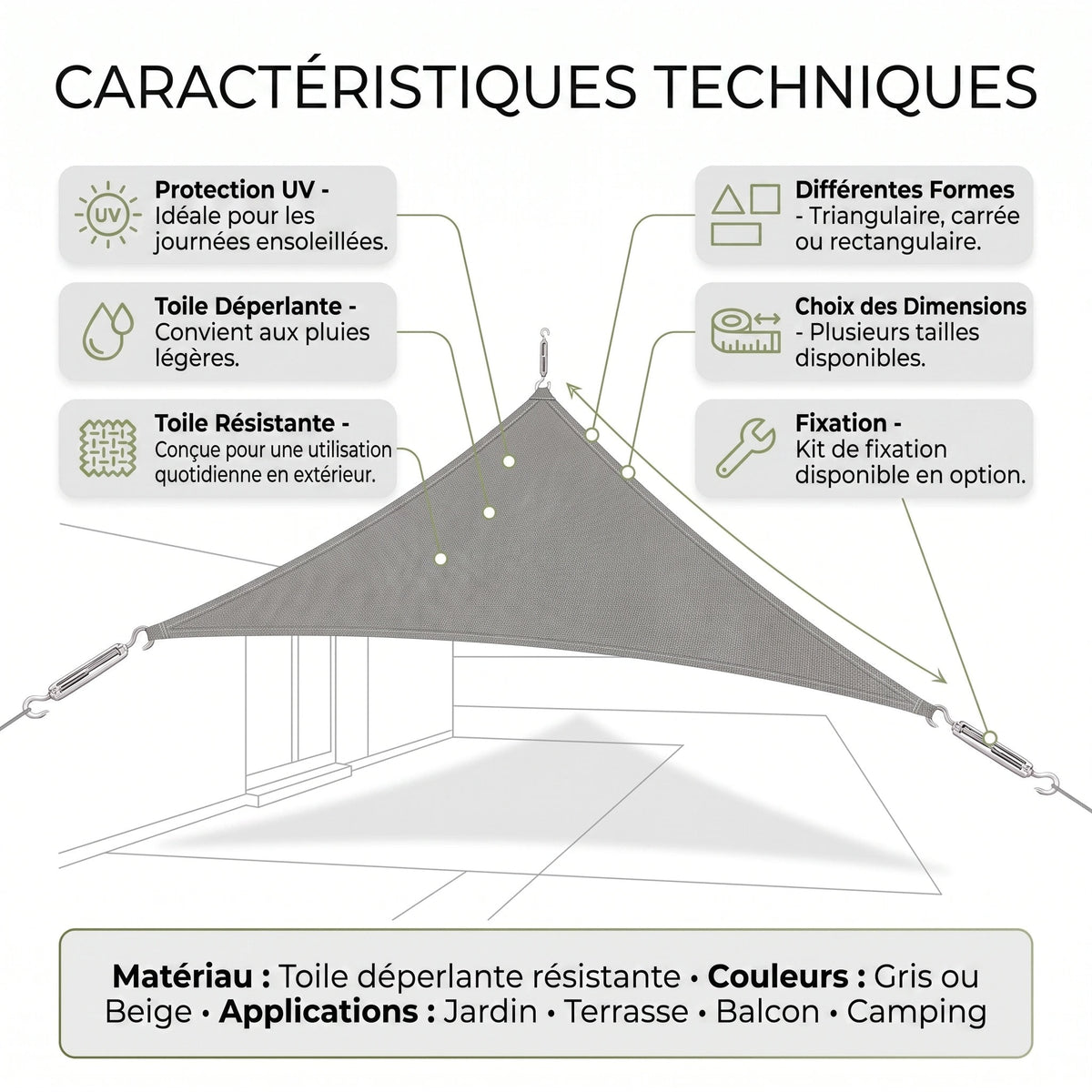 Voile d'Ombrage Extérieure pour Terrasse et Jardin