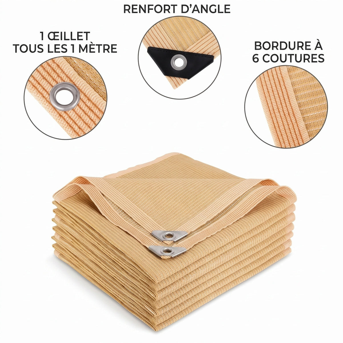 Voile d'Ombrage Rectangulaire en Maille pour Terrasse et Jardin